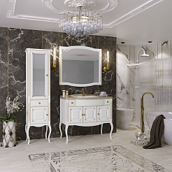 Opadiris Мебель для ванной Лаура 100 белая с бежевой патиной, мраморная столешница – фотография-4
